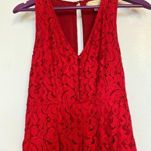 Anthropologie "Moulinette Soeurs" Red Lace Jumpsuit with Pockets! :D